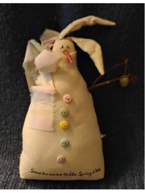 Cloth Muslin Stuffed Bunny Triangle Shape Countrycore Farmhouse